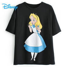 Disney T-Shirt Women Vintage Alice in Wonderland Cartoon Harajuku Tshirt Women Summer 2022 Casual Streetwear Tee Shirt Top Femme 2024 - buy cheap