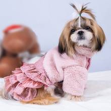 Vestidos para cachorro de inverno, saia grossa de princesa, chihuahua quente, vestido para cães pequenos, filhotes, pelucia, jaqueta, casaco 2024 - compre barato