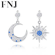 FNJ Zircon Earrings 925 Silver Jewelry Original Pure S925 Sterling Silver Stud Earring for Women Moon Sun 2024 - buy cheap