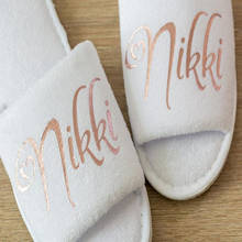 Personalized Name Spa Party Favor favour Kids Adults slippers Wedding rose gold foil gold Bride Bridesmaid Open Toes Slippers 2024 - buy cheap