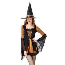 Halloween Carnival Holiday Party Witch Costume Female Orange Witch Costumes Short Mini Dress Dresses for Women Adult 2024 - buy cheap