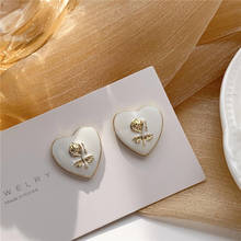 Korean Style Retro Niche Rose Clip on Earrings French Oil Drop White Love Heart Shaped Clip Earrings Without Piercing Ear Clips 2024 - buy cheap