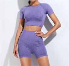 Workout Clothes Women Seamless Gym Set Sports Suits Crop Top Shirt High Waist Fitness Shorts 2 Pcs Running Sportswear 2024 - buy cheap