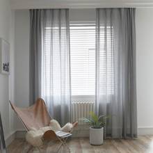 MRTREES Solid Color Linen Tulle Curtain for Living Room Bedroom Voile Sheer Curtains Window Treatments Drapes 2024 - buy cheap