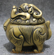 Chinese Bronze Collect Lion PiXiu Unicorn Beast Statue Box Incense Burner Censer 2024 - buy cheap