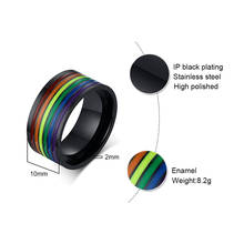 Anel arco-íris para homens e mulheres, joia punk preta de aço inoxidável, anel multicolorido para gays 2024 - compre barato