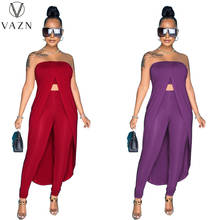 VAZN 2021 Summer Boho Strapless Chic Ladies Slim Elegant Holiday Young Print Sleeveless Maxi Skirts Women 2 Piece Set 2024 - buy cheap