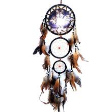 New Indian Wolf Dream Catcher Fashion Brown Feathers Dream Catcher Bed Beautiful Home Hanging Decoration Handmade Ornament Tool 2024 - buy cheap