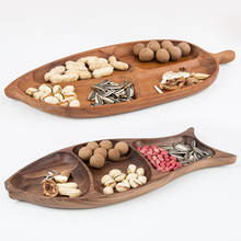 Nordic Style Wood Home Use Storage Trays Creative Fish Leaf Shape Divided Snacks/Nuts Plates Eco Natural Desserts Plate 2024 - buy cheap