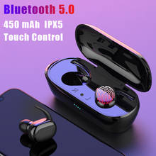 Новинка TWS беспроводные Bluetooth наушники спортивные портативные беспроводные Bluetooth 5,0 сенсорные наушники 3D стерео звуковая гарнитура с микрофоном 2024 - купить недорого