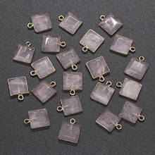 Natural Stone Square Shape Pendants Pink Quartz Crystal Charms Pendant for Jewelry Making DIY Earrings Necklace Accessories Gift 2024 - buy cheap