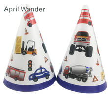 6pcs/lot Lovely Construction vehicle paper hats cartoon cars birthday paper hats for kids happy birthday party supplies 2024 - buy cheap