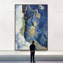 Pintura abstracta hecha a mano para sala de estar, lienzo moderno de alta calidad, vista al mar, cielo y agua, 100% 2024 - compra barato