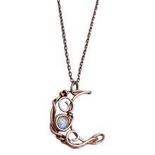Creative Crystal Moon Pendant Necklace Moonstone Charm Chain Necklaces for Women Female Party Wedding Necklace Boho Jewelry 2024 - buy cheap