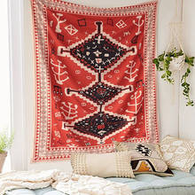 Tapiz bohemio Hippie rojo para colgar en la pared, arte geométrico marroquí, tapiz psicodélico, Alfombra de tela, manta, decoración de dormitorio Boho 2024 - compra barato