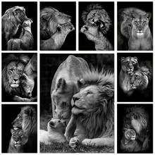 Black White Animals Art Lions Oil Painting Canvas Art Posters and Prints Wall Pictures for Living Room Home Wall Cuadros Decor 2024 - buy cheap