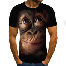 Camiseta con estampado 3D de orangután para hombre, camisa de manga corta a la moda con estampado de animales, ropa de verano 2024 - compra barato