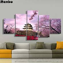 5 Pieces Plum Blossom Scenery diamond painting round Diamond mosaic Handmade square drill,3d diamond embroidery full set 2024 - buy cheap