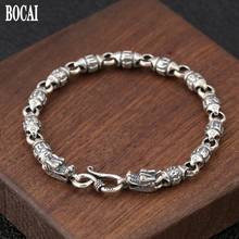 2019 new 100% ture S925 pure silver jewelry six-word mantra barrel beads faucet Thai silver bracelet for Man man's bracelet 2024 - buy cheap
