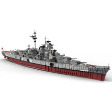 Bloques de construcción de buque de guerra de la 2. ª Guerra Mundial para niños, juguete de ladrillos para armar Crucero de guerra Bismarck alemán, serie militar, ideal para regalo 2024 - compra barato