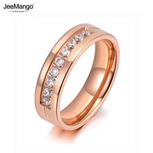 Новинка, обручальные кольца JeeMango из нержавеющей стали и титана для женщин, изысканное кольцо из розового золота с кубическим цирконием и кристаллами, рождественский подарок JR19130 2024 - купить недорого