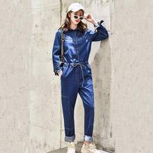 Mono vaquero azul BF para mujer, ropa de calle, pantalones Bodycon de manga larga y cintura alta, Mono para mujer AE208, 2020 2024 - compra barato