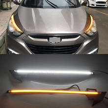 2PCS LED Daytime Running Light Yellow Turn Signal Relay Car Headlight Eyebrow Decoration For Hyundai IX35 2010 2011 2012 2013 2024 - buy cheap