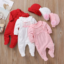 Newborn Baby Girls Romper Jumpsuit Long Sleeve Lace Ruffle Infant  Jumpsuit with Cap Toddler Clothing 0-12M 2024 - buy cheap