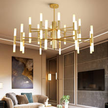 Lustre dourado, moderno, decoração para casa, quarto, jantar, sala de estar, iluminação, lâmpada led, luminária 2024 - compre barato