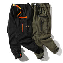 Men Loose Hip Hop Joggers Pants 2021 Fashion Streetwear Harem Cargo Pants Men Multi-Pocket Length Trousers Harajuku Sport Casual 2024 - buy cheap