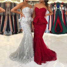 Burgundy 2020 Prom Dresses Mermaid Sweetheart sleeveless Lace Applique Long Prom Gown Evening Party Dresses Robe De Soiree 2024 - buy cheap