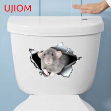 UJIOM 3D забавные Дамбо крыса стикер для туалета, ванной комнаты наклейки на стену Водонепроницаемый Творческий узор Diy украшения дома Настенная роспись 2024 - купить недорого