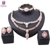 Luxury Dubai Gold Color Simulated Pearl Jewelry Sets Fashion Wedding African Beads Costume Necklace Earring Ring 2024 - buy cheap