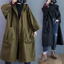 Femmes Women Jacket Coat Vintage Long Sleeve Hooded Cardigan Overcoat Spring Oversize Clothing Casual Windbreaker Outwear 2024 - buy cheap
