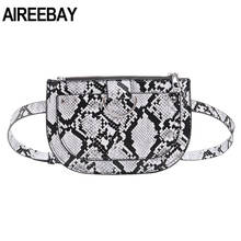 AIREEBAY Women Belt Bag Serpentine Fanny Pack Pu Leahter Fashion Snake Skin Waist Bag  High quality Female Phone Purse 2024 - buy cheap