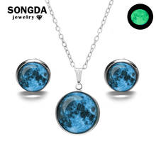 SONGDA комплекты украшений, светящиеся в темноте, 10 стилей, галактика, планета, стекло, светящийся драгоценный камень, ожерелье, серьги, ювелирные наборы для женщин 2024 - купить недорого