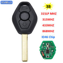 Chave automotiva remota com 3 botões 315lp mhz, 315mhz, 433mhz, 868mhz, chip id46, hu92, lâmina sem cortes para bmw cas2, 1, 3, 5, 6, série x5 2024 - compre barato