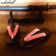 WHOHOLL летние туфли женские шлепанцы-гэта в японском стиле; Деревянные клоги из Кимоно флип-флоп для девочек сандалии «гэта» костюмы для косплея обувь 2024 - купить недорого