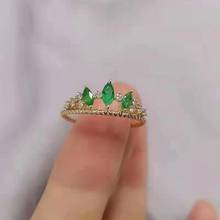Inlaid Natural Columbia Emerald Simple Rhombus Ring S925 Sterling Silver With Fine Fashion Jewelry for Women MeibaPJFS 2024 - buy cheap