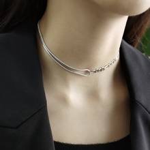 Silvology 925 prata esterlina assimetria corrente gargantilha colar para mulher brilho 5a zircão corrente larga colar luxo jóias charme 2024 - compre barato