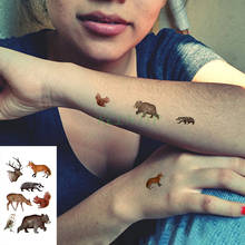 Waterproof Temporary Tattoo Sticker Animal deer wolf bear owl squirrel Tatto Flash Tatoo Hand Fake Tattoos For Men Women kid 2024 - compre barato