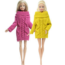 100% Handmade Cotton Doll Sweater 2 PCS/Lot Yellow Pink High Quality Dress Winter Wear Clothes for Barbie Doll Accessories Toys 2024 - buy cheap