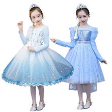 Vestido de princesa halloween elsa festa tule vestido meninas neve rainha fantasia carnaval elsa cosplay vestido 2024 - compre barato