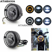 Farol dianteiro para motocicleta, retrô, modificado, universal, personalidade, faróis, luzes diurnas, lâmpada de suporte, capa 2024 - compre barato