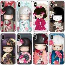 Capa de celular de silicone macio kawaii, boneca japonesa kokeshi para iphone 6 6plus 7 8plus 5 55 5c se para iphone x xs xr xs max 2024 - compre barato