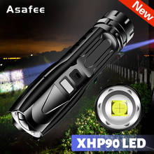 Potente linterna LED XHP90, linterna con Zoom, recargable por USB, luz táctica XHP90, para acampar y cazar 2024 - compra barato