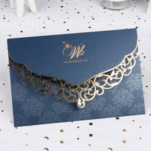 100pcs Elegant Laser Cut Wedding Invitation Card Greeting Card With Diamond Envelope Customized Party Favors Wedding Decoration 2024 - buy cheap