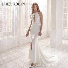 ETHEL ROLYN Mermaid Wedding Dress 2022 Halter Elegant Backless Satin Crystal Sashes Sleeveless Bride Dresses Vestido De Novia 2024 - buy cheap