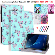 Чехол-книжка с изображением милой панды с изображением цветов слона чехол для Samsung Galaxy Tab A A6 10 1 10,1 "2016 SM-T580 Sm-T585 T585 крышка Подставка для планшета T580 2024 - купить недорого