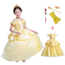 New Girls Belle Princess Dress Beauty-and-the Beast Cosplay Costume Clothes Tulle Ball Gown Dress for Baby Girl 2024 - buy cheap